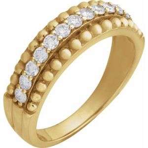 14K Yellow Gold Round 2 Mm Polished 1/2 Ctw Lab-Grown Diamond Band Size 7