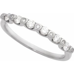 14K White Gold Round 2.2 Mm Polished 1/3 Ctw Natural Diamond Anniversary Band Size 7