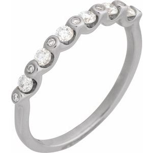 14K White Gold Round 2.2 Mm Polished 1/3 Ctw Lab-Grown Diamond Anniversary Band Size 7