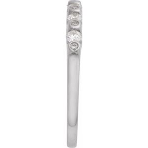 14K White Gold Round 2.2 Mm Polished 1/3 Ctw Natural Diamond Anniversary Band Size 7