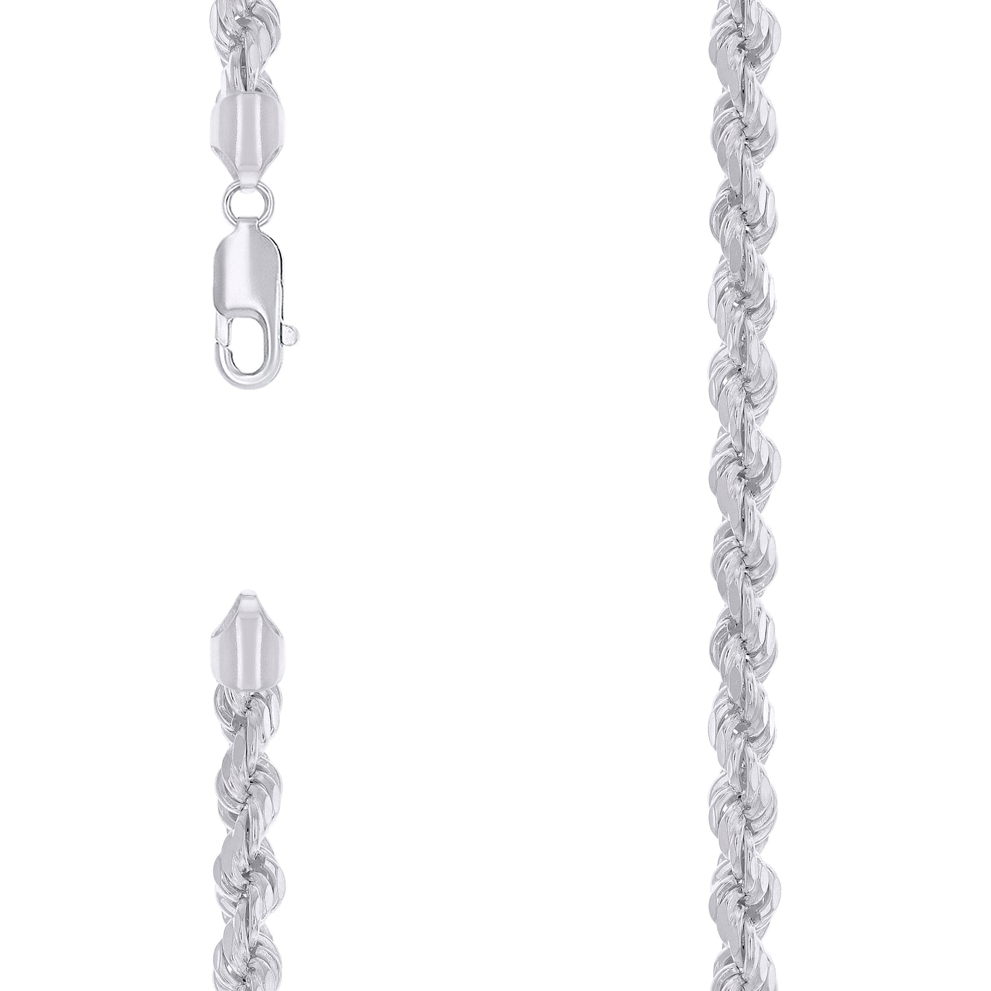Sterling Silver Rhodium Plated Hollow Rope Chain