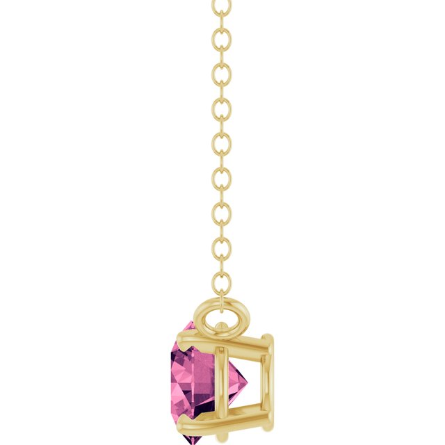 14K Yellow Gold Round  5 Mm 18 In Polished Natural Gem Solitaire Necklace