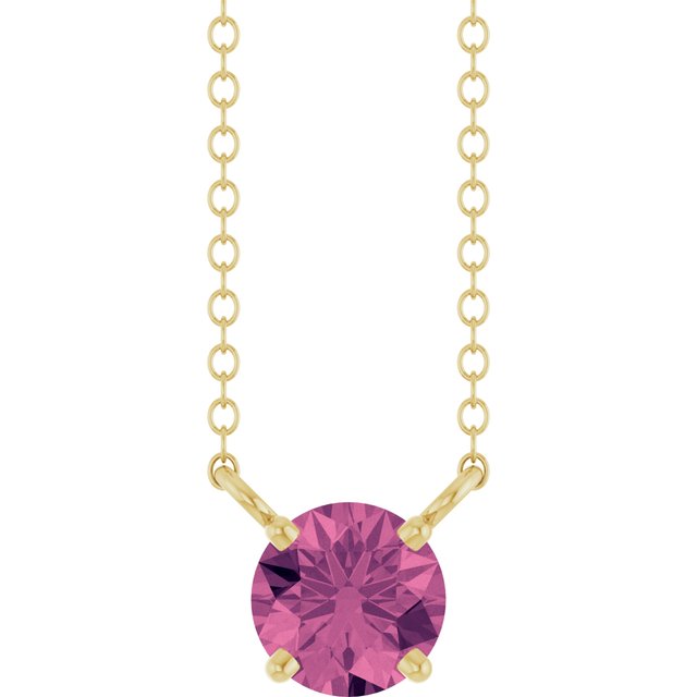 14K Yellow Gold Round  5 Mm 18 In Polished Natural Gem Solitaire Necklace
