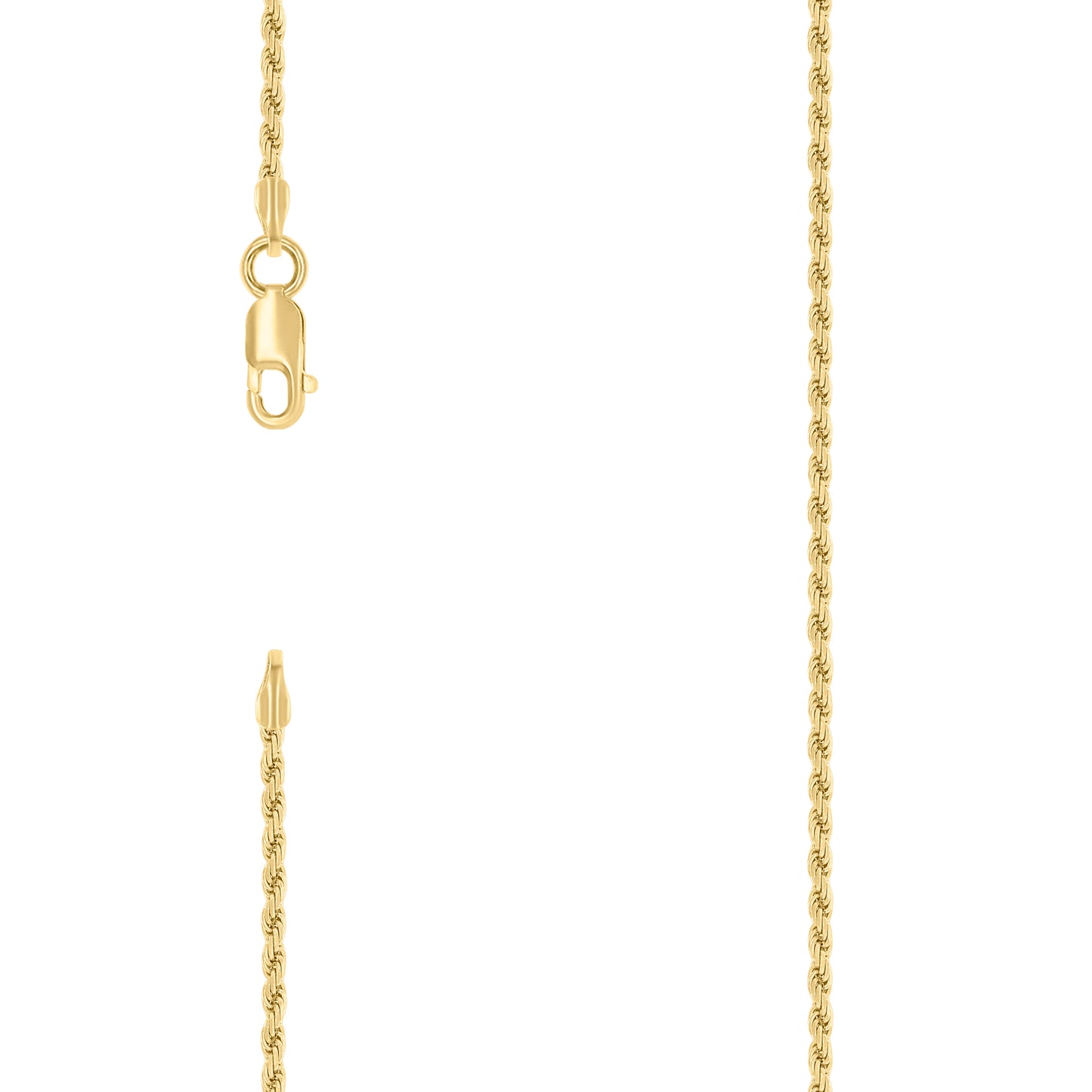 Sterling Silver Yellow-Tone Solid Rope Silver Chain