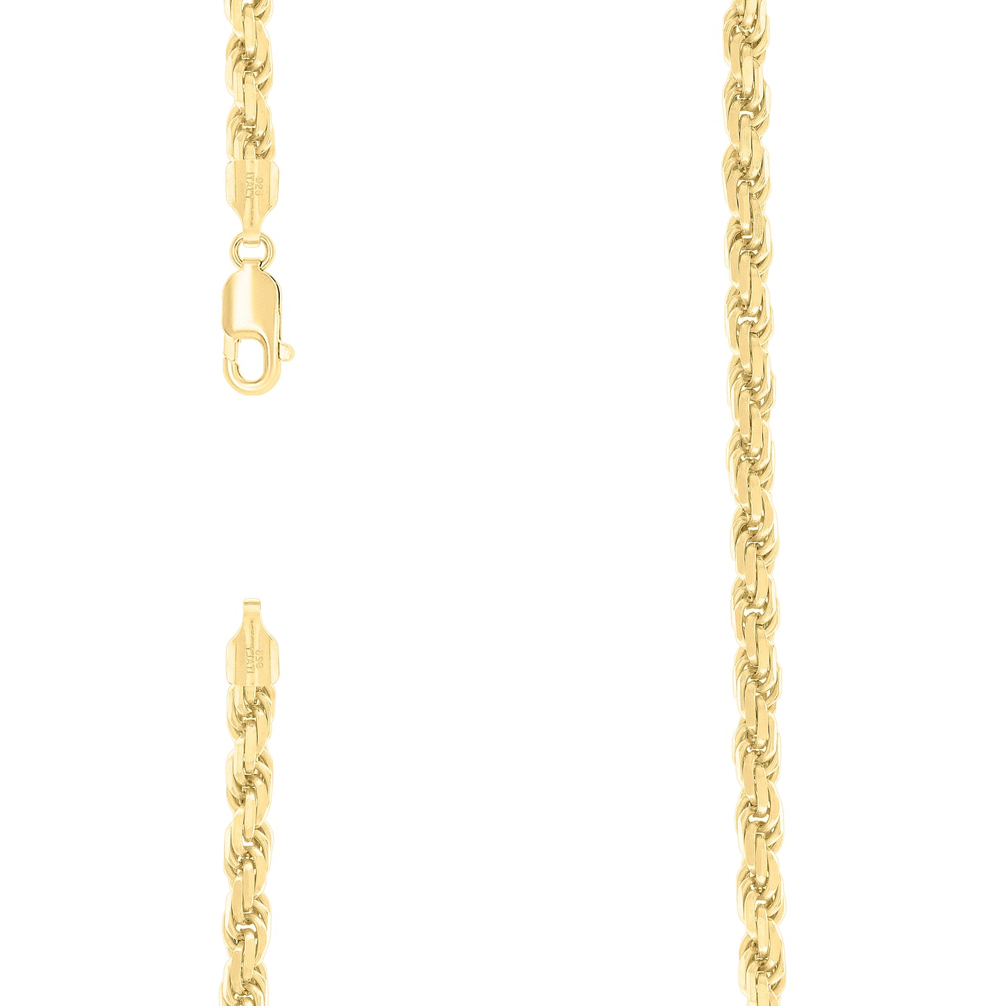 Sterling Silver Yellow-Tone Solid Rope Silver Chain