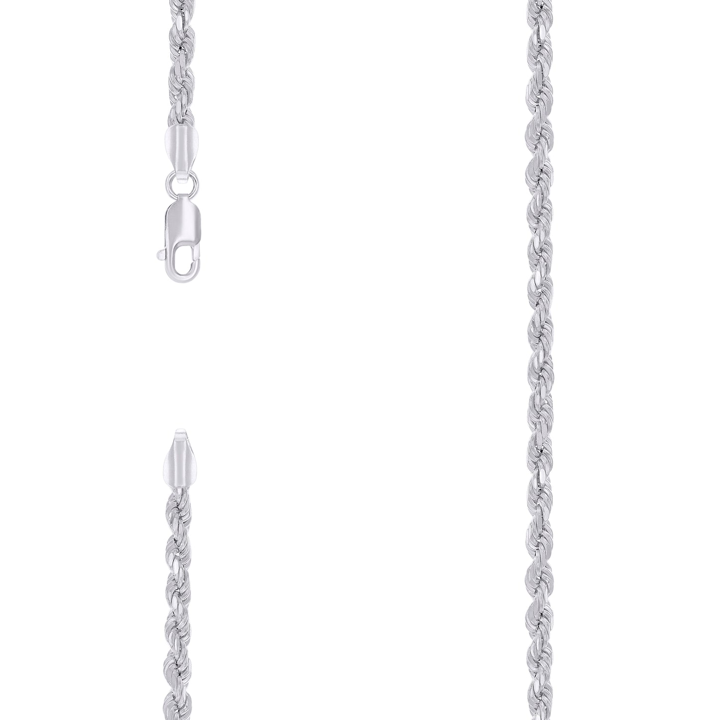 Sterling Silver Rhodium Plated Hollow Rope Chain