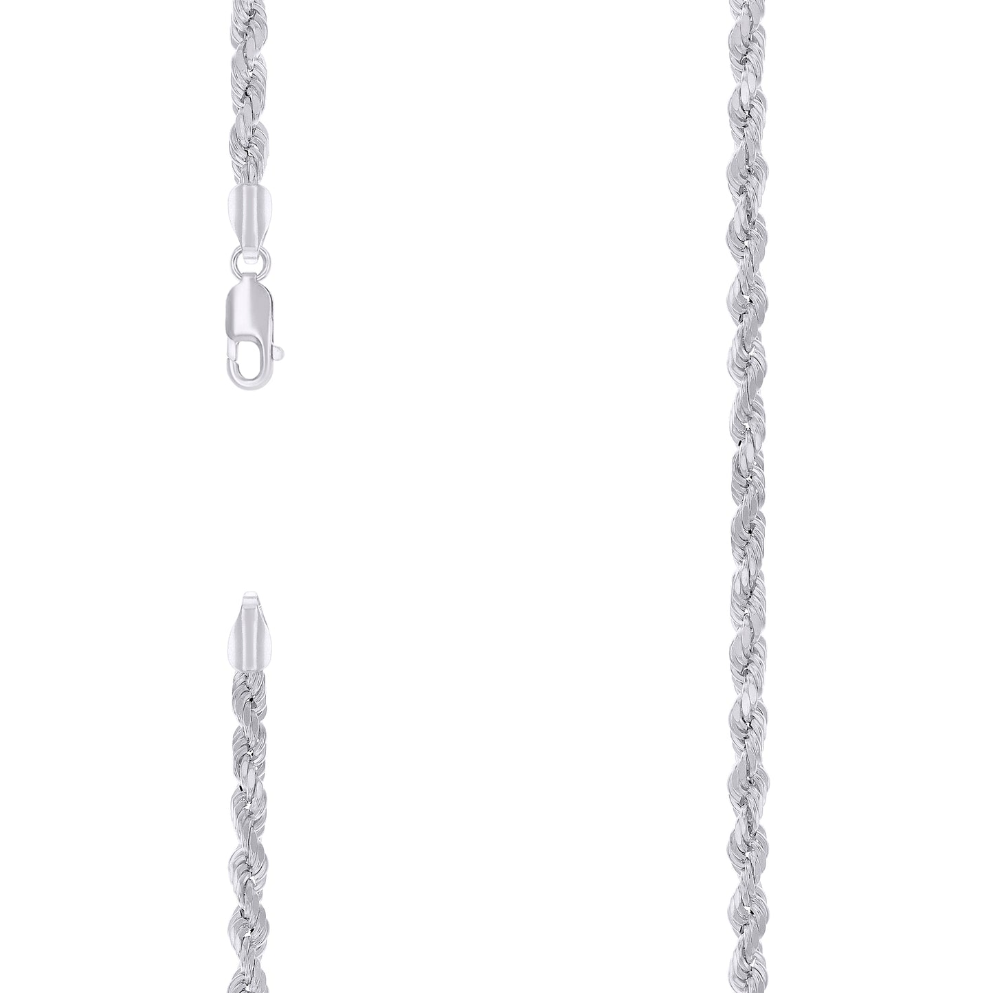 Sterling Silver Rhodium Plated Hollow Rope Chain
