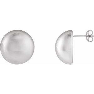 Sterling Silver 15 X 15 Mm Pair Friction Backs Included Polished Electroform Round Domed Earrings