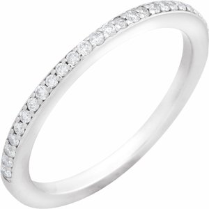 14K White Gold Round 1 Mm Polished 1/8 Ctw Natural Diamond Matching Band Size 7