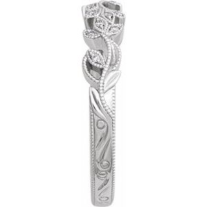 14K White Gold Round 6.5 Mm Si1-Si2, H :: 0.07 Ctw Polished .07 Ctw Natural Diamond Matching Band Size 7