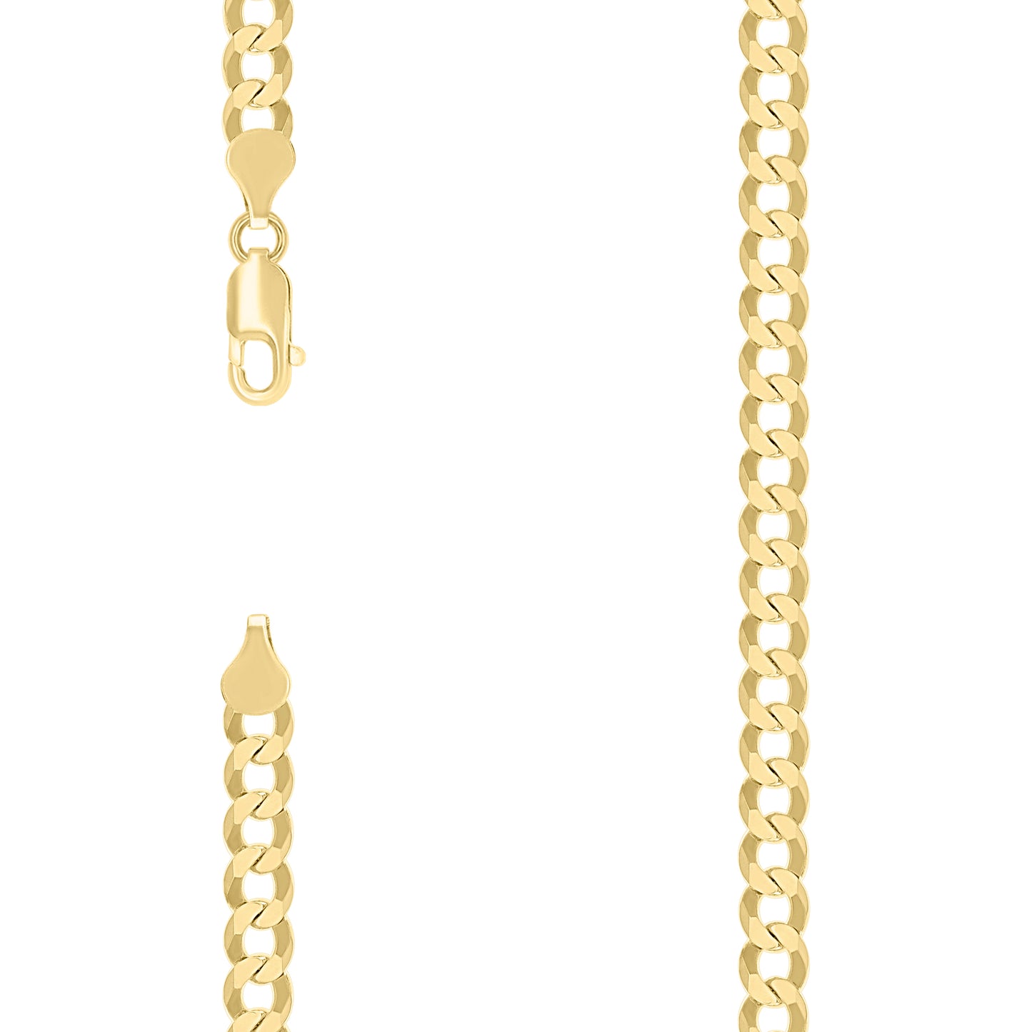 Sterling Silver Yellow-Tone Solid Super Flat Cuban Chain