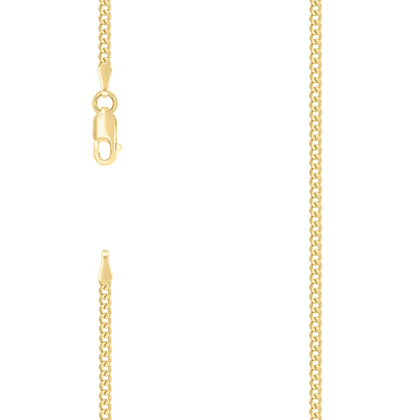 Sterling Silver Yellow-Tone Solid Super Flat Cuban Chain