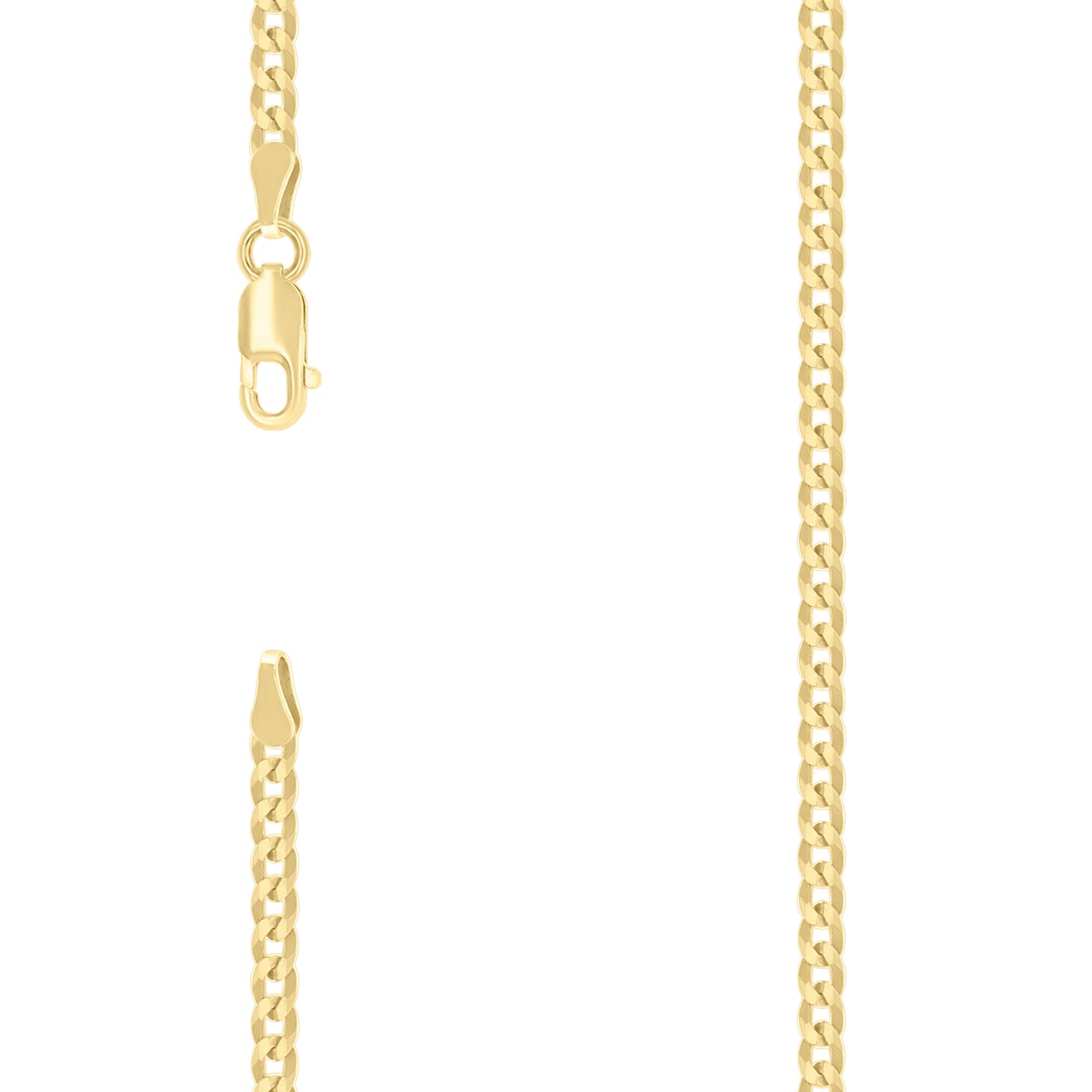 Sterling Silver Yellow-Tone Solid Super Flat Cuban Chain
