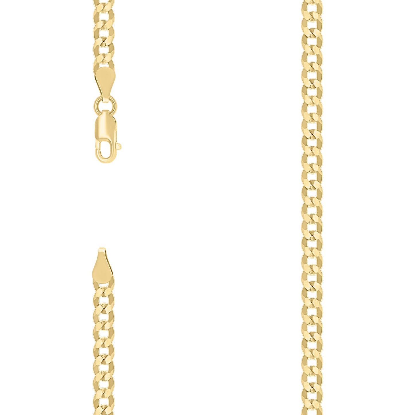 Sterling Silver Yellow-Tone Solid Super Flat Cuban Chain