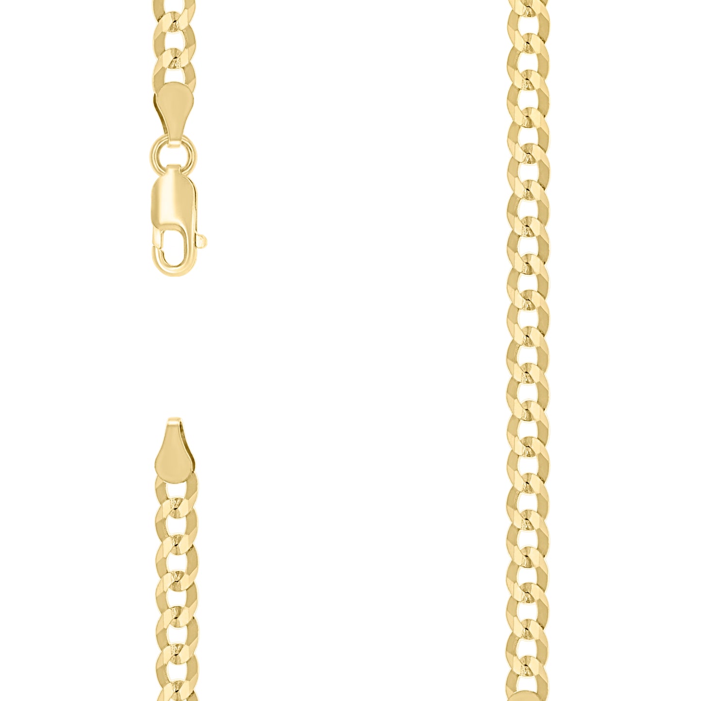 Sterling Silver Yellow-Tone Solid Super Flat Cuban Chain