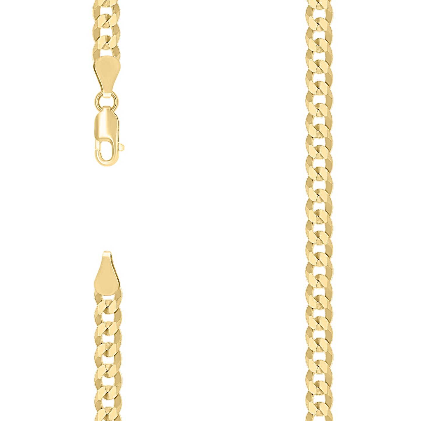 Sterling Silver Yellow-Tone Solid Super Flat Cuban Chain