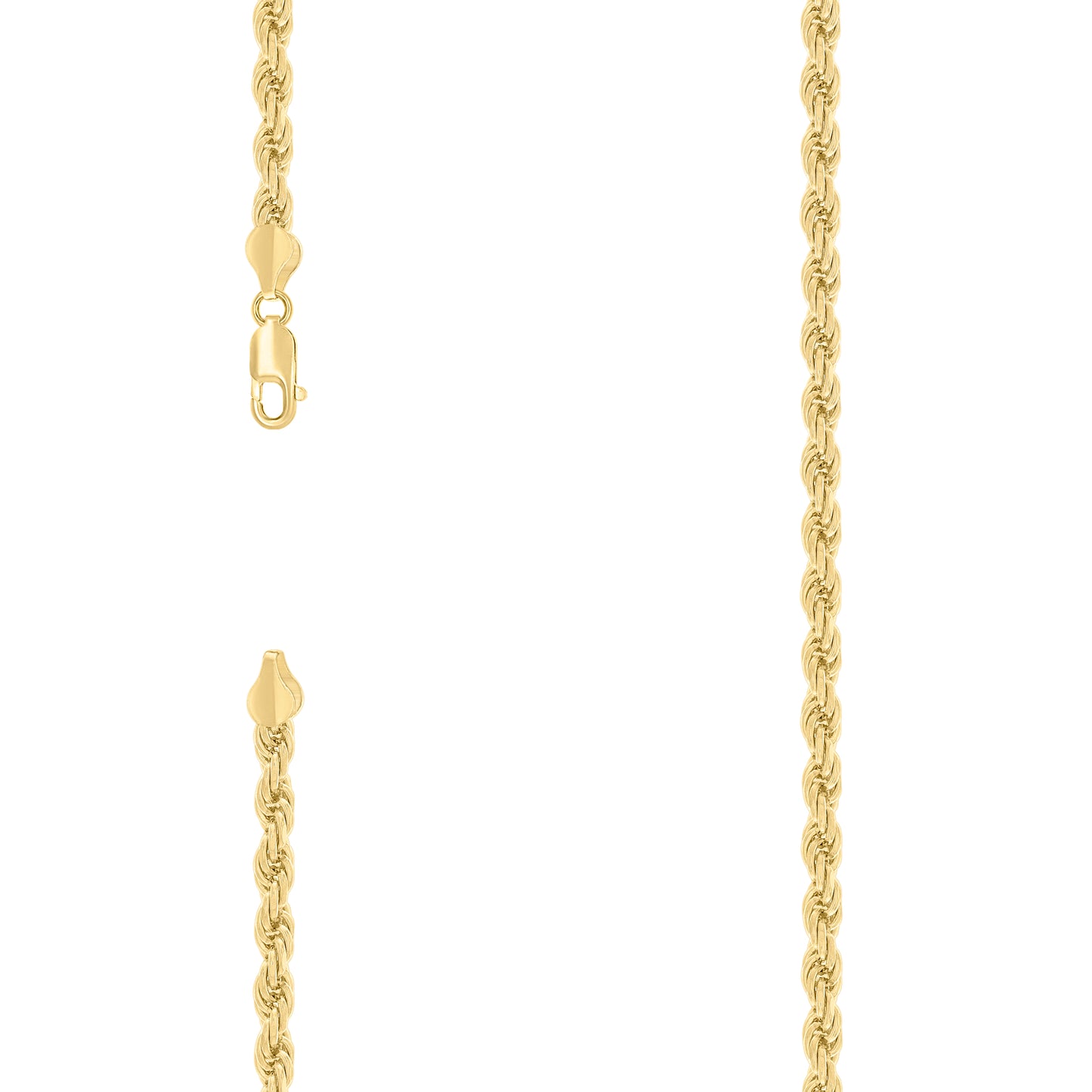 Sterling Silver Yellow-Tone Hollow Rope Chain