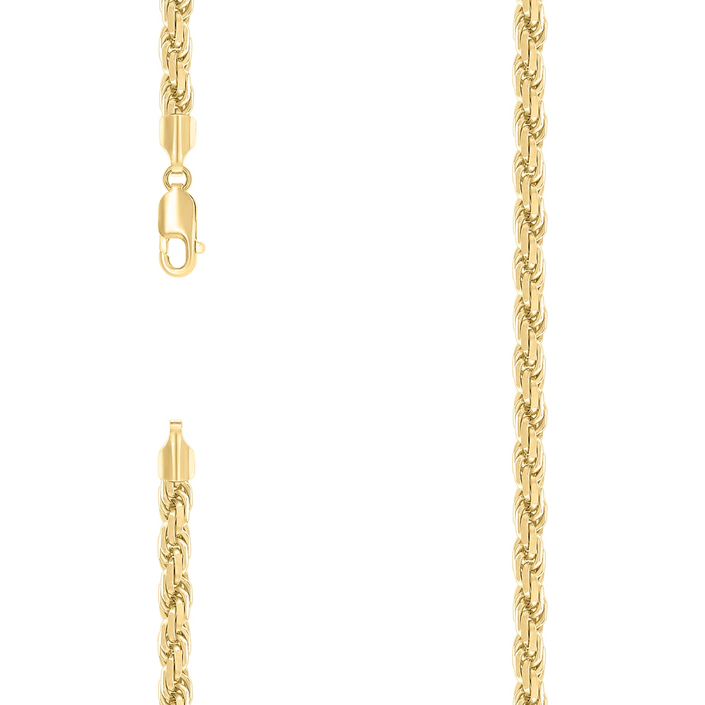 Sterling Silver Yellow-Tone Hollow Rope Chain
