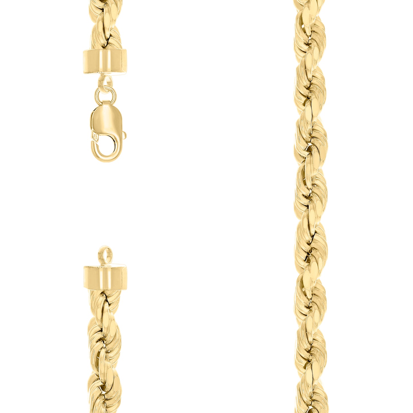 Sterling Silver Yellow-Tone Hollow Rope Chain