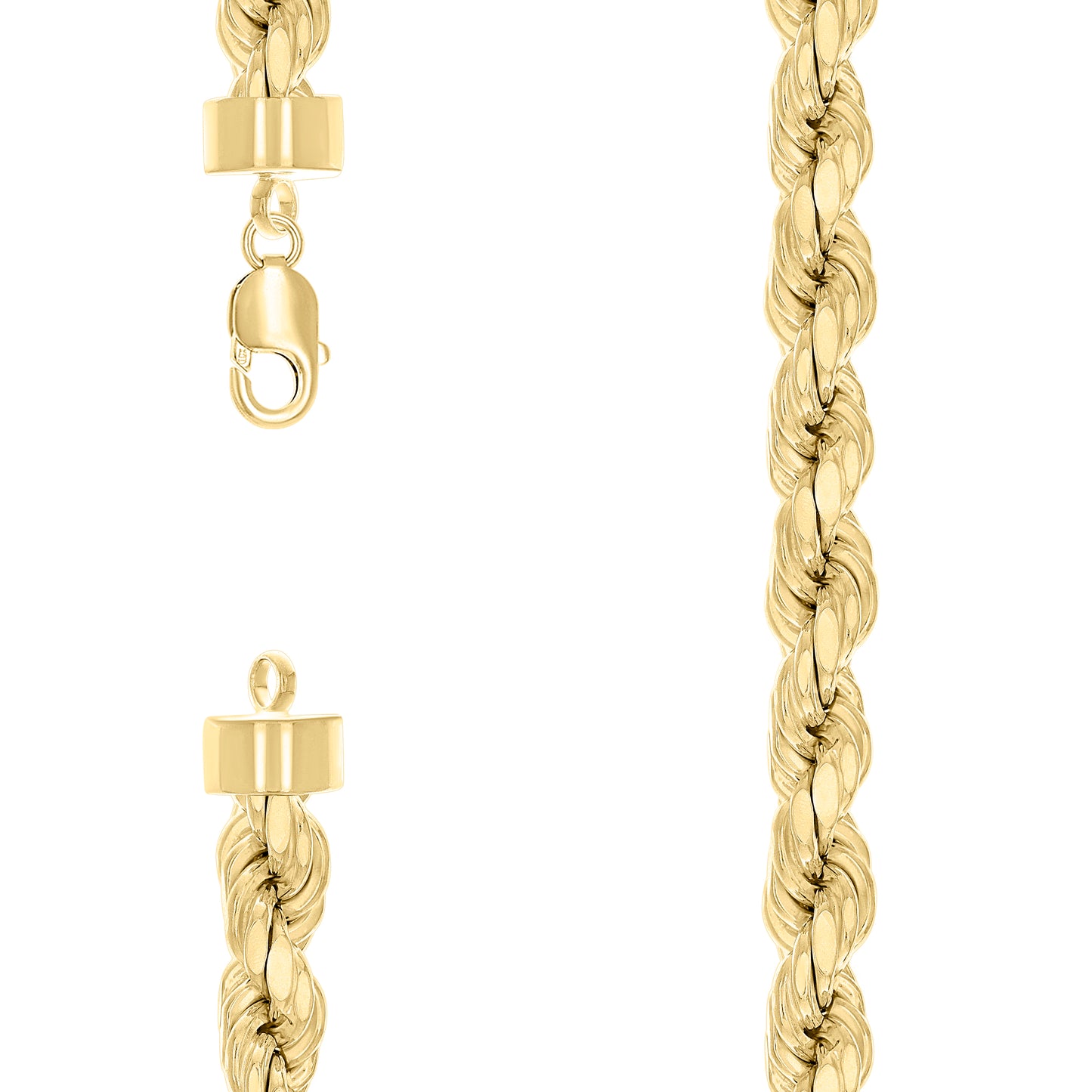 Sterling Silver Yellow-Tone Hollow Rope Chain