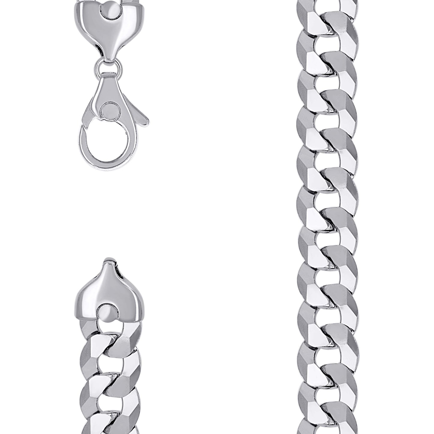 Sterling Silver Rhodium Plated Solid Super Flat Cuban Chain