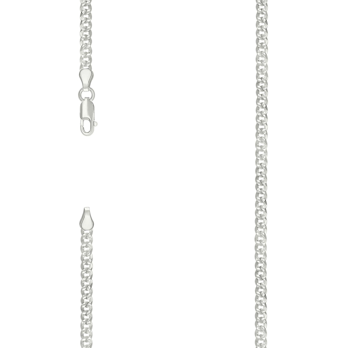 Sterling Silver Solid Pave Super Flat Cuban Chain