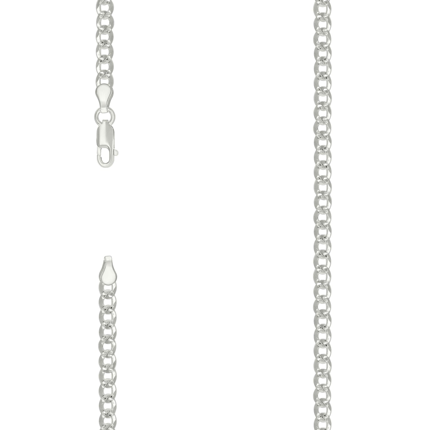 Sterling Silver Solid Pave Super Flat Cuban Chain