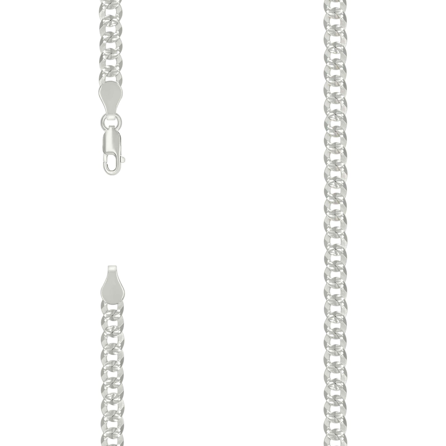 Sterling Silver Solid Pave Super Flat Cuban Chain