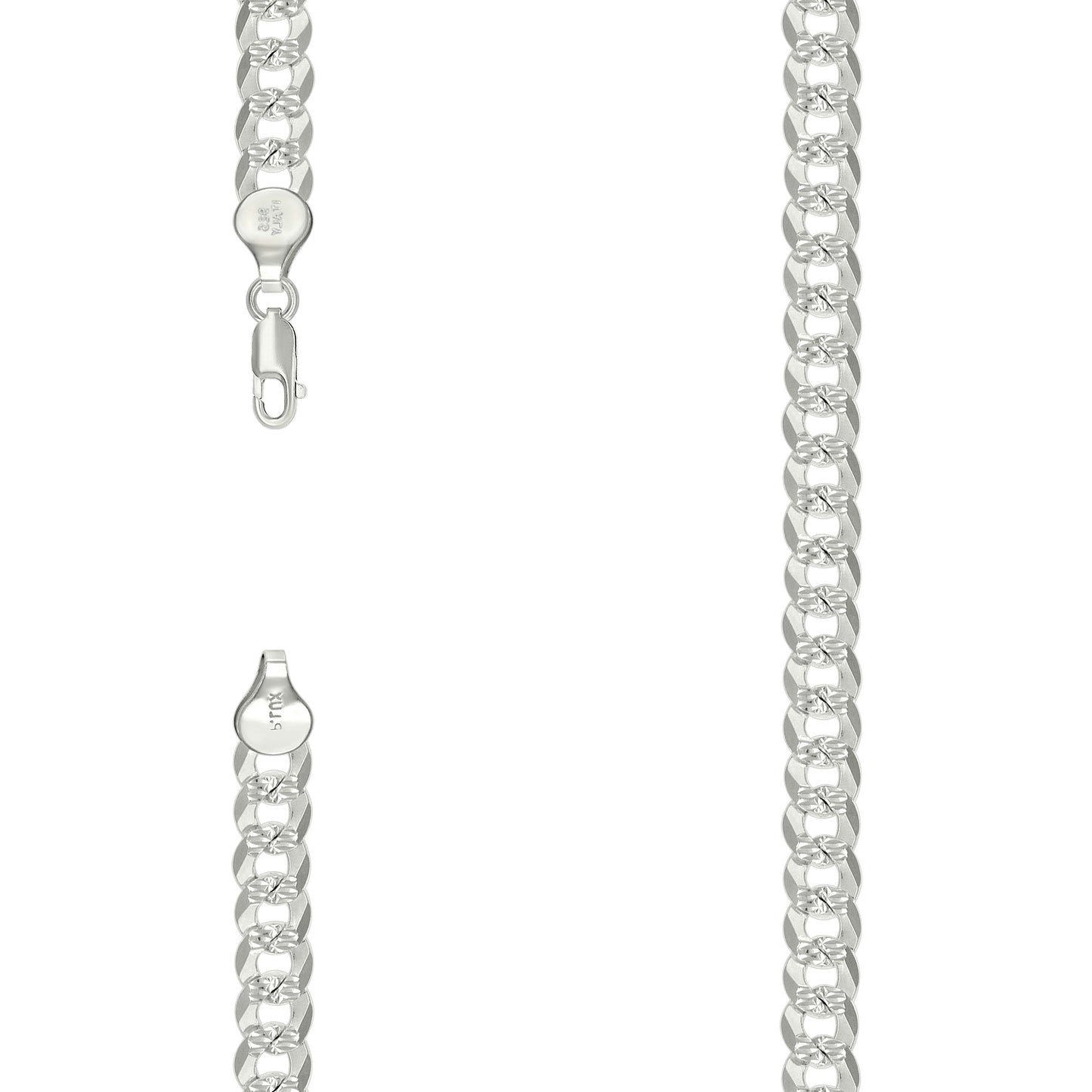 Sterling Silver Solid Pave Super Flat Cuban Chain