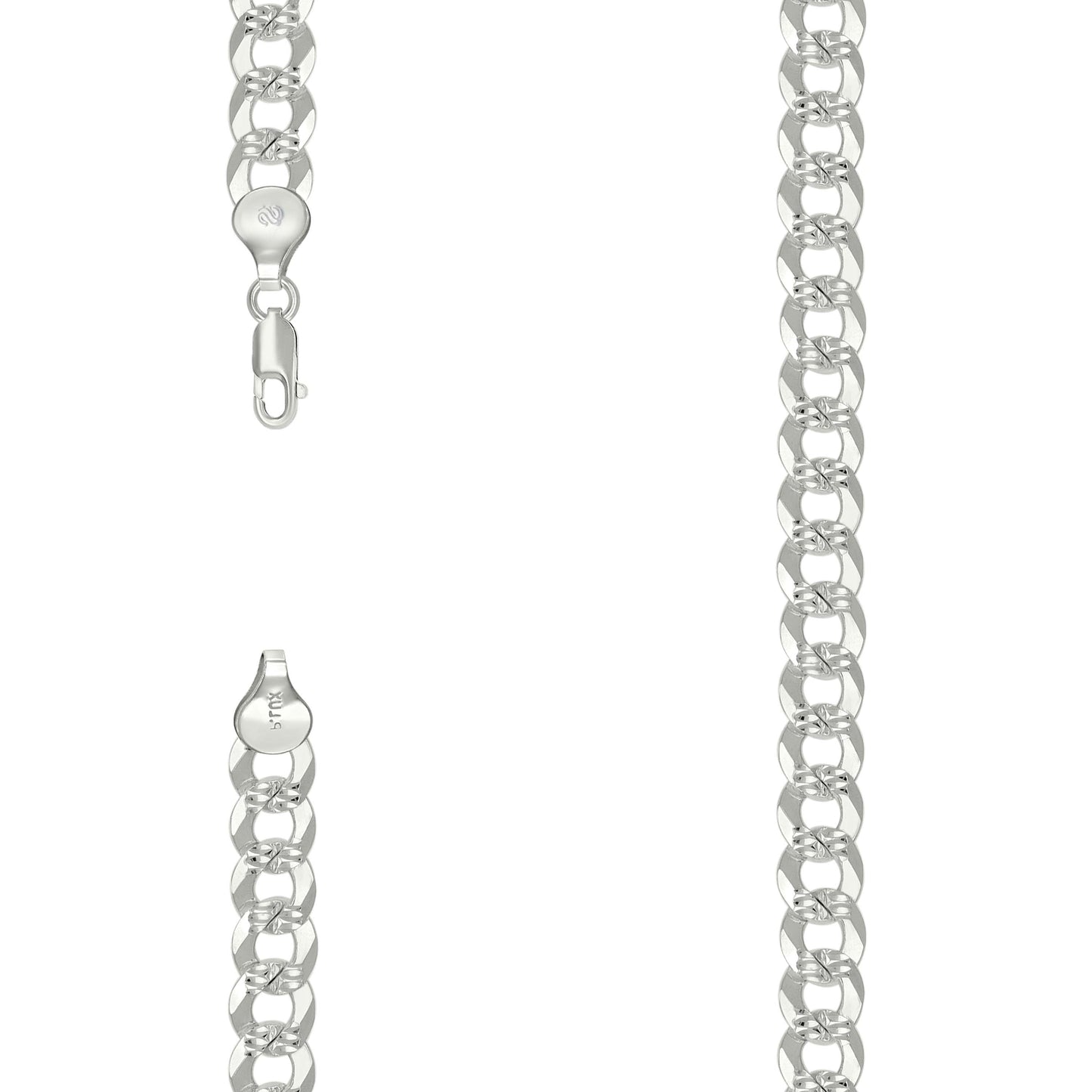 Sterling Silver Solid Pave Super Flat Cuban Chain