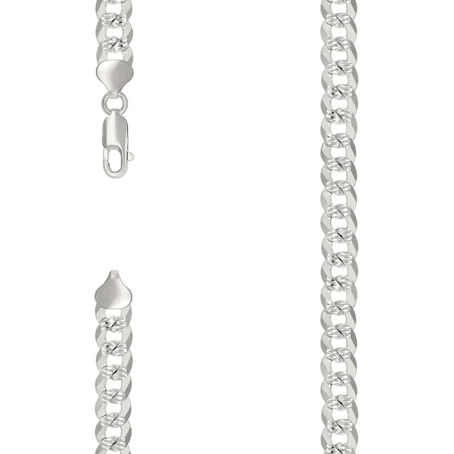 Sterling Silver Solid Pave Super Flat Cuban Chain