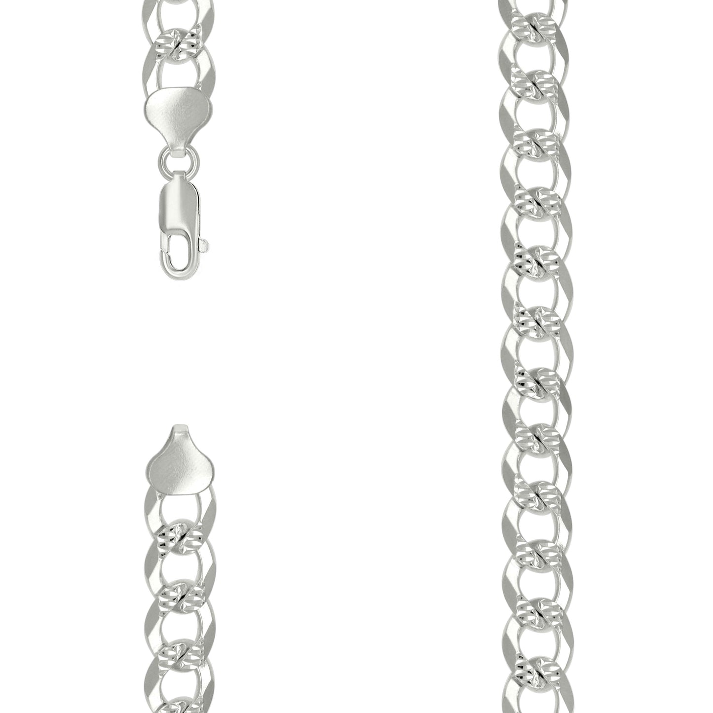 Sterling Silver Solid Pave Super Flat Cuban Chain