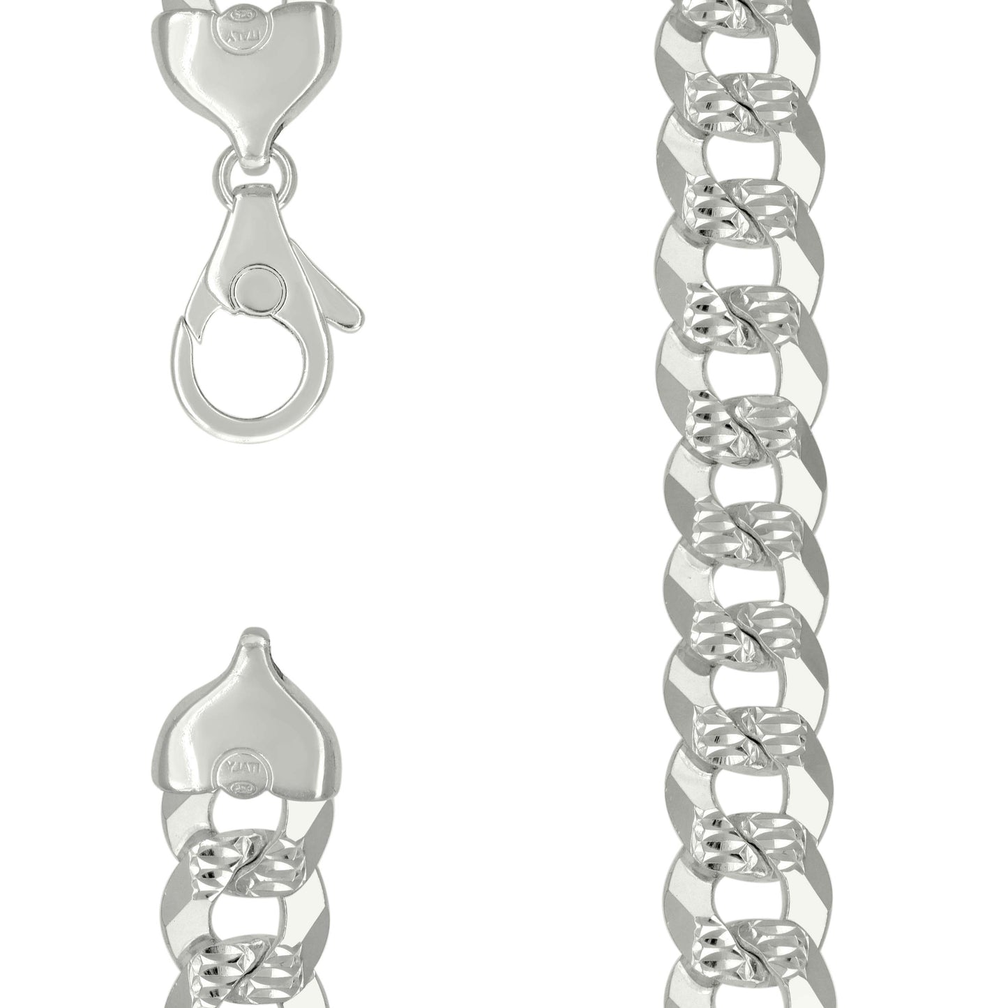 Sterling Silver Solid Pave Super Flat Cuban Chain
