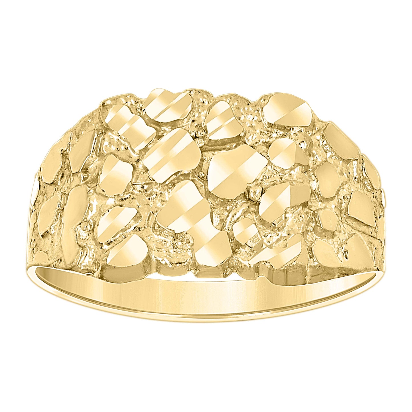 10K Yellow Gold Unisex Diamond-cut Nugget Fashion Bridal Anniversary Wedding Engagement Band Ring