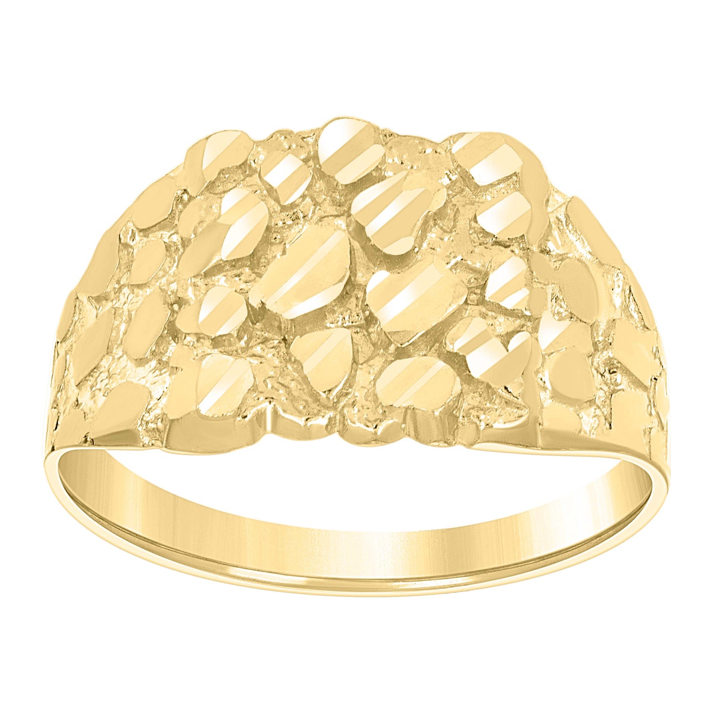 10K Yellow Gold Unisex Diamond-cut Nugget Fashion Bridal Anniversary Wedding Engagement Band Ring