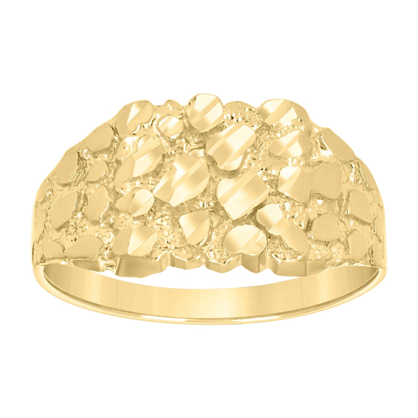 10K Yellow Gold Unisex Diamond-cut Nugget Fashion Bridal Anniversary Wedding Engagement Band Ring