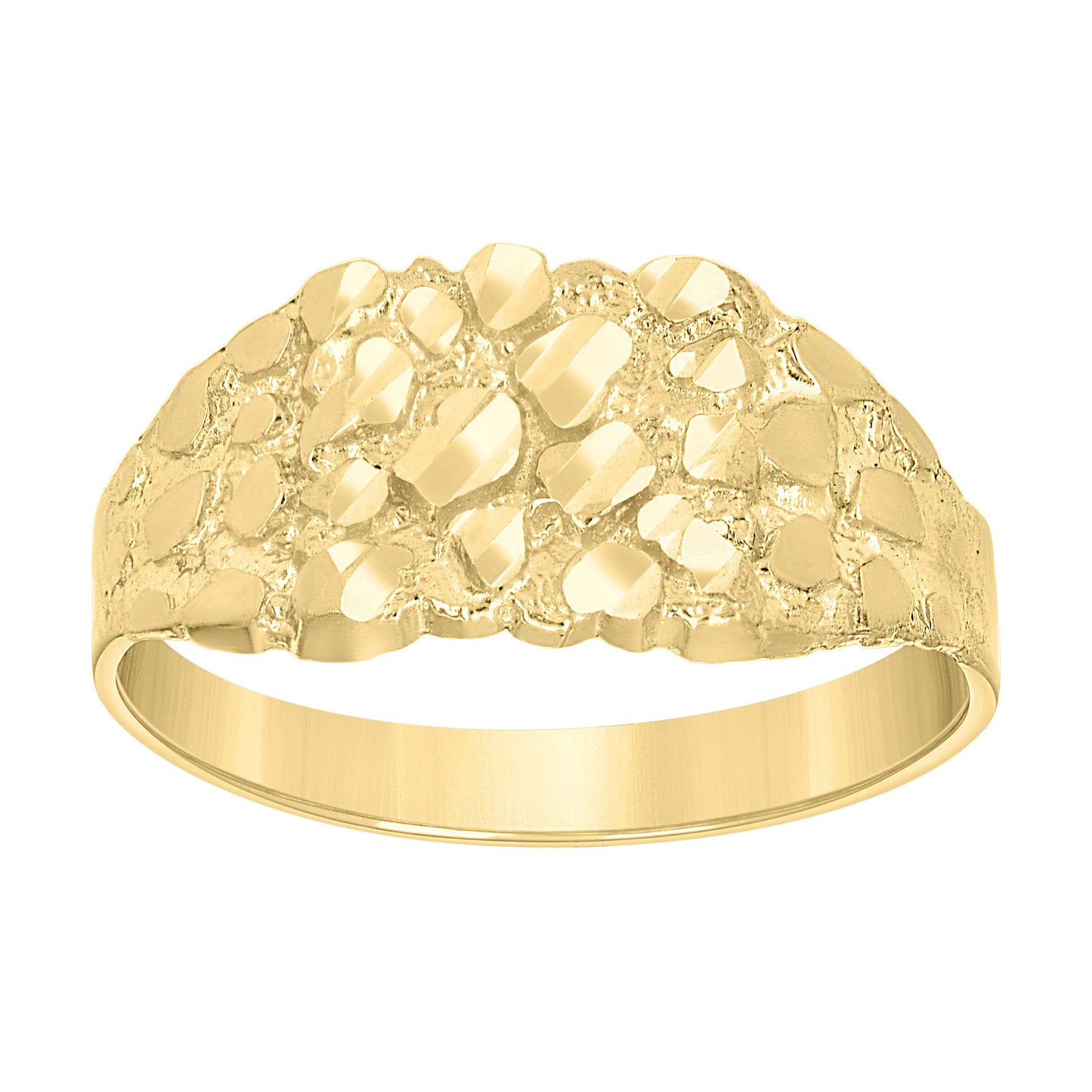 10K Yellow Gold Unisex Diamond-cut Nugget Fashion Bridal Anniversary Wedding Engagement Band Ring