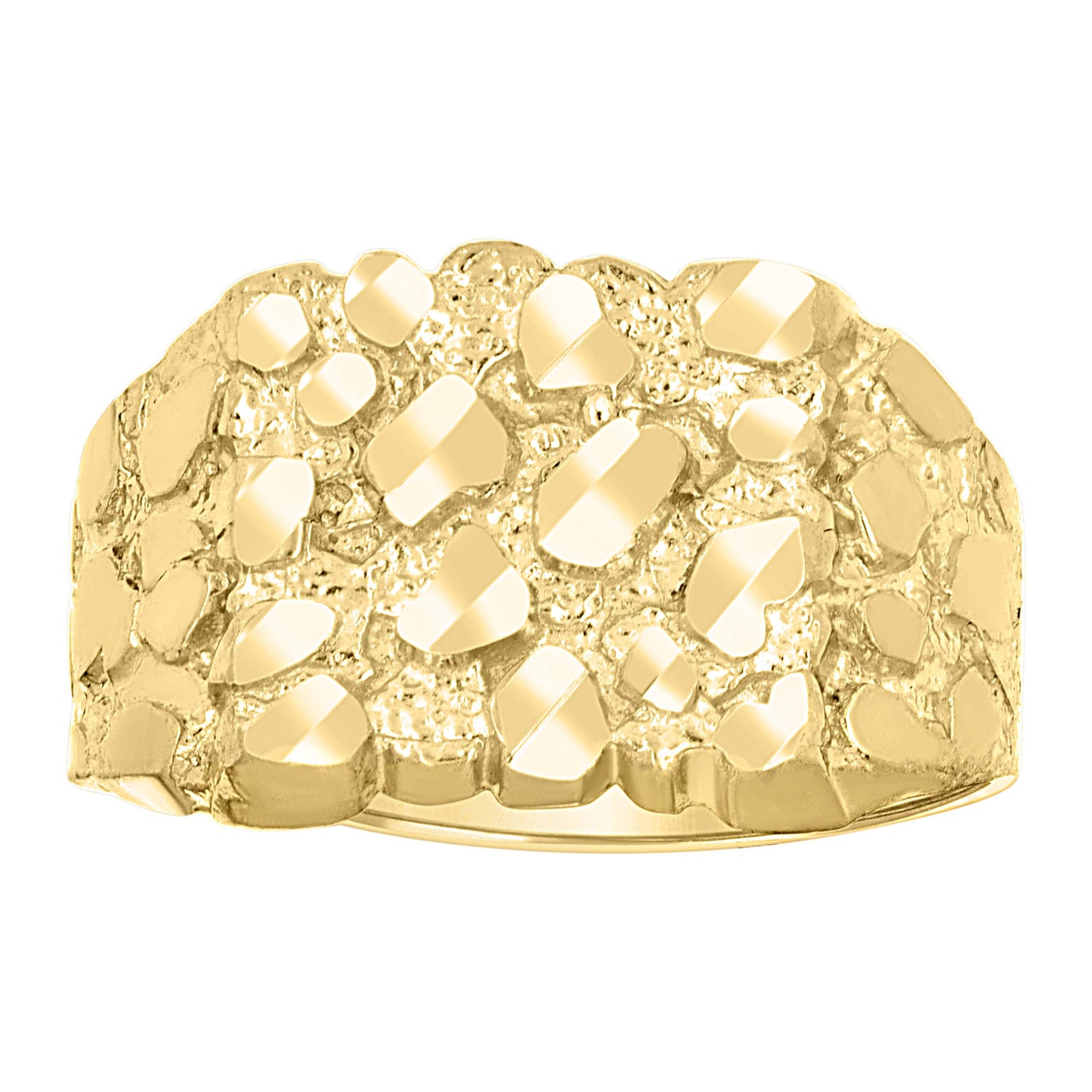 10K Yellow Gold Unisex Diamond-cut Nugget Fashion Bridal Anniversary Wedding Engagement Band Ring