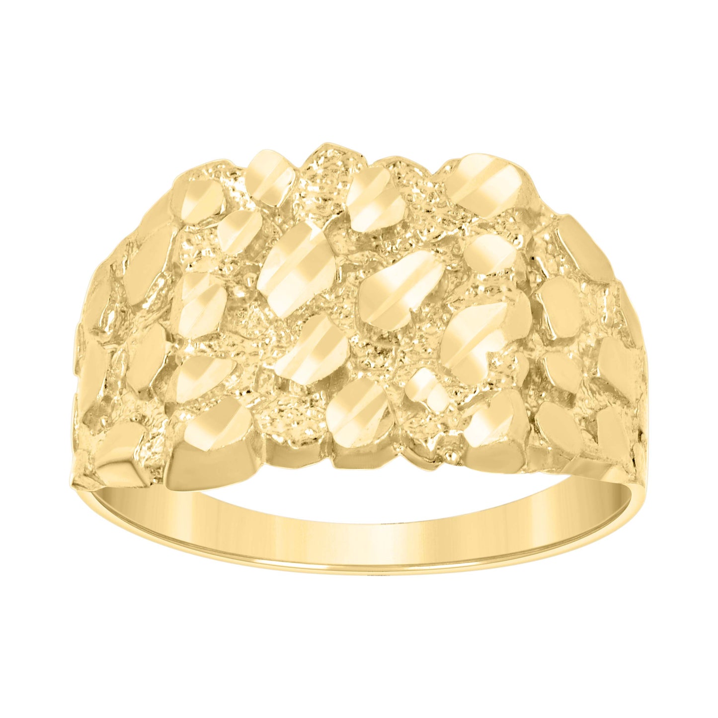 10K Yellow Gold Unisex Diamond-cut Nugget Fashion Bridal Anniversary Wedding Engagement Band Ring