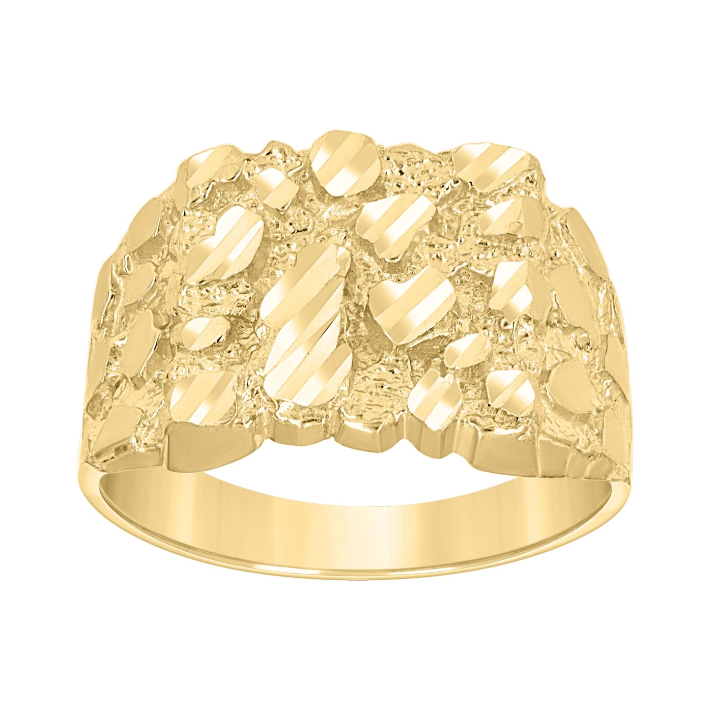 10K Yellow Gold Unisex Diamond-cut Nugget Fashion Bridal Anniversary Wedding Engagement Band Ring