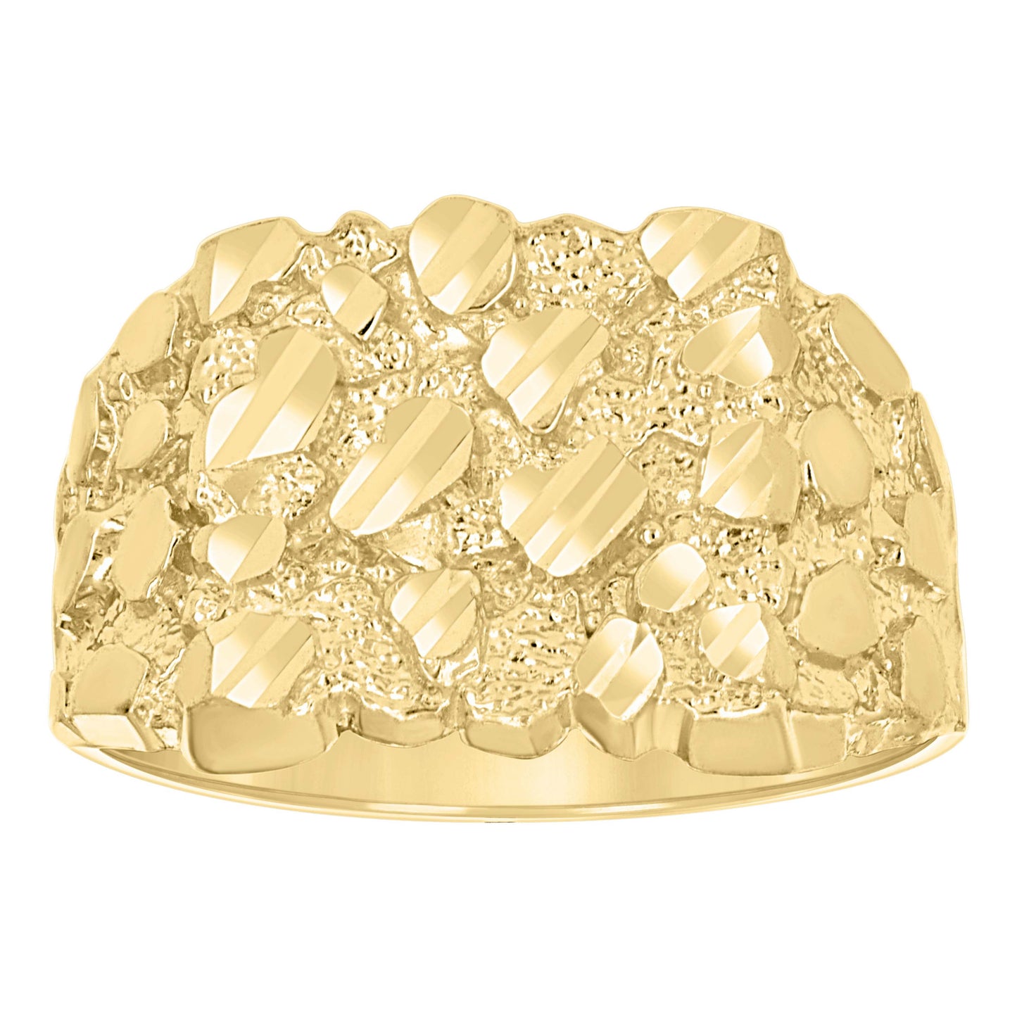 10K Yellow Gold Unisex Diamond-cut Nugget Fashion Bridal Anniversary Wedding Engagement Band Ring