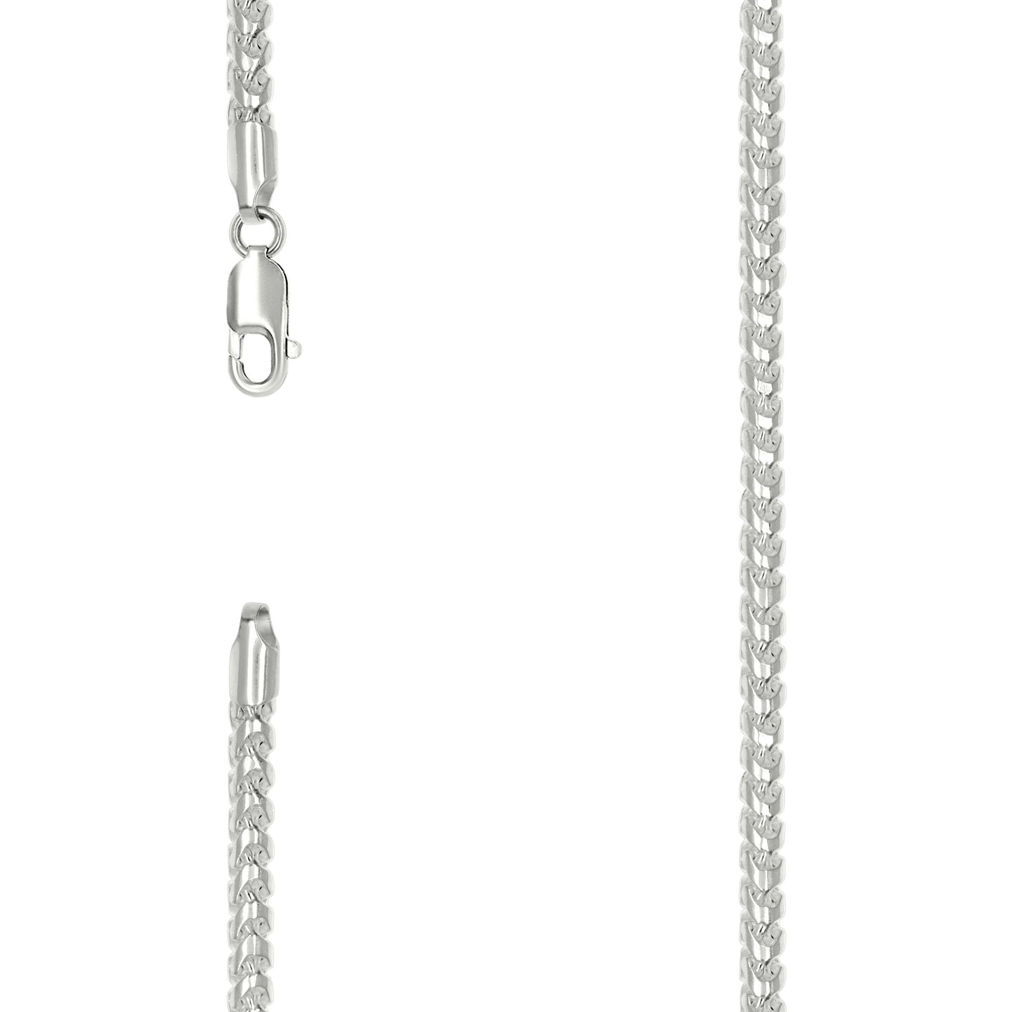 Sterling Silver Or Rhodium Plated Solid Franco Chain