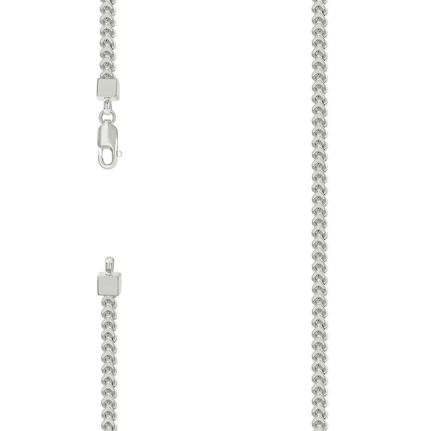 Sterling Silver Or Rhodium Plated Hollow Franco Chain