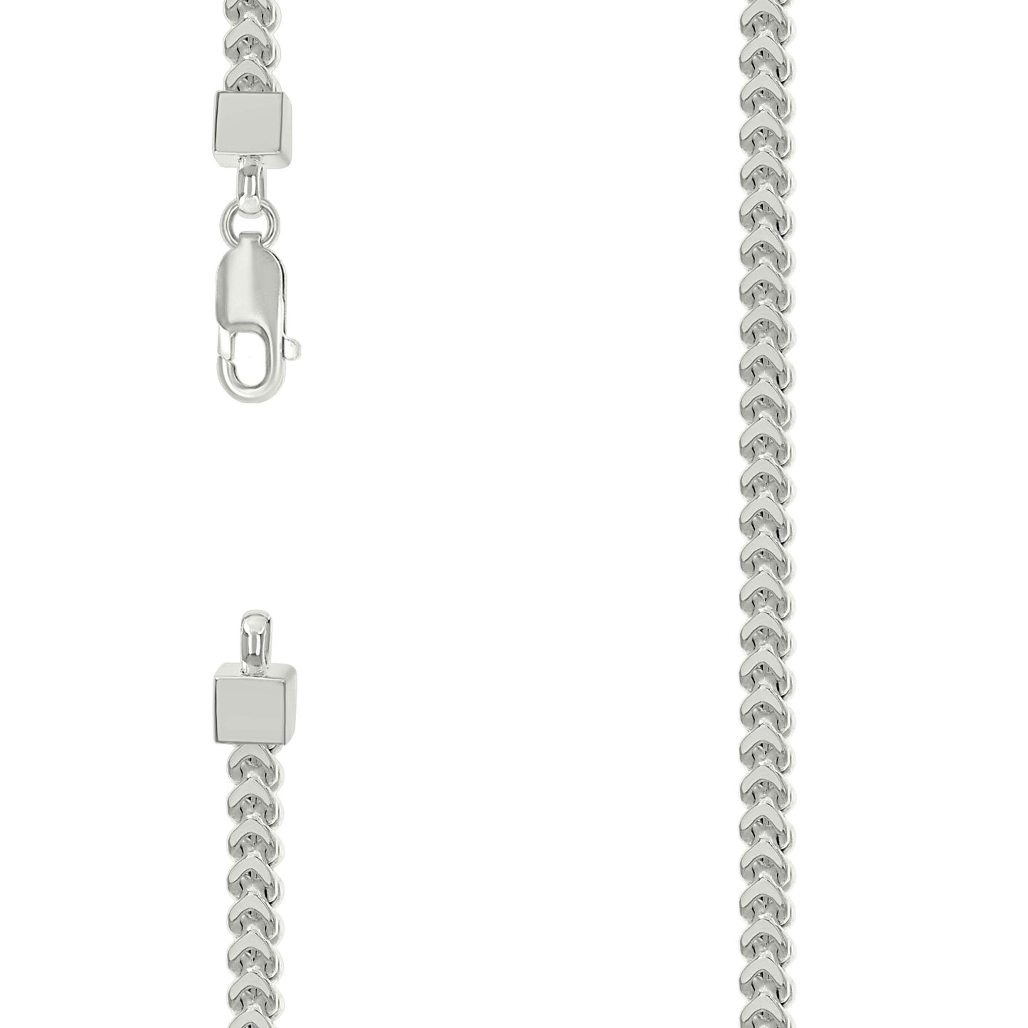 Sterling Silver Or Rhodium Plated Hollow Franco Chain