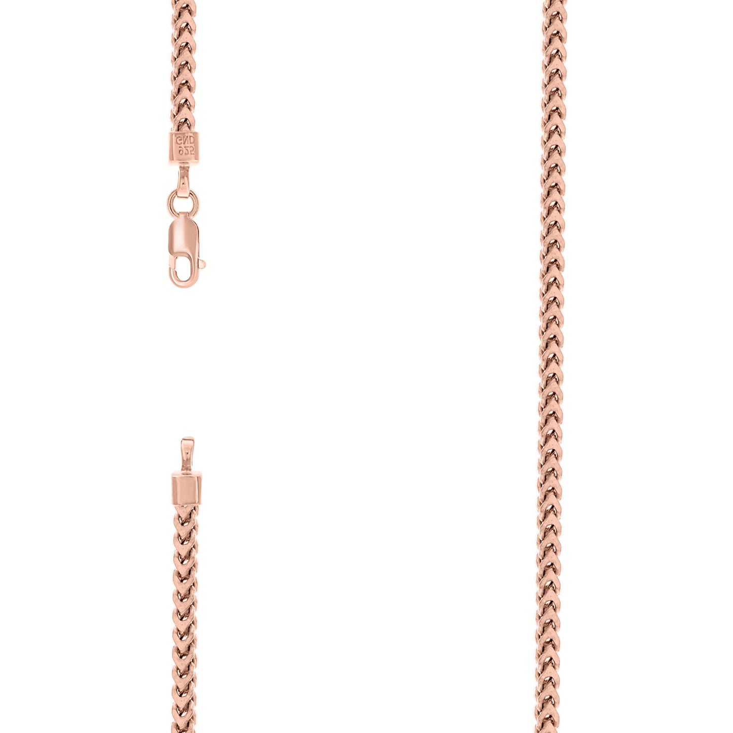 Sterling Silver Rose Tone Or Yellow Tone Hollow Franco Chain