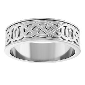 14K X1 White Gold 7 Mm Polished Celtic-Inspired Band Size 10
