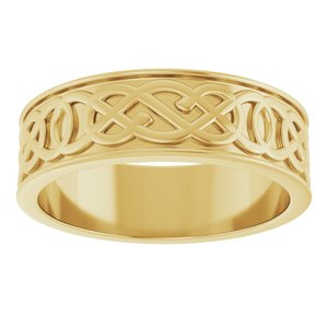 14K Yellow Gold 7 Mm Polished Celtic-Inspired Band Size 10