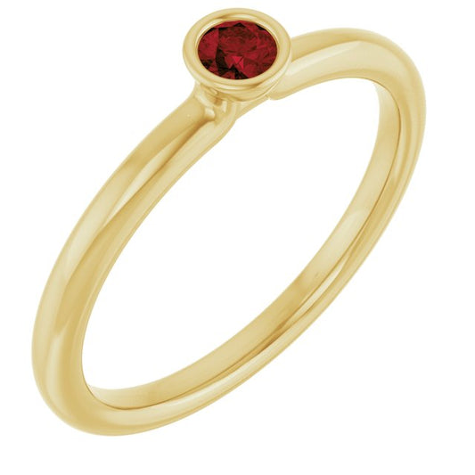 14K Yellow Gold Or Sterling Silver Round 3 Mm Polished Natural Gem Stackable Ring