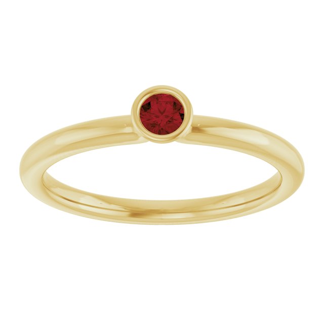14K Yellow Gold Or Sterling Silver Round 3 Mm Polished Natural Gem Stackable Ring