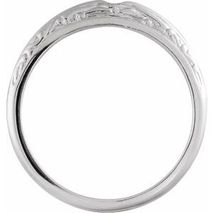 14K White Gold Round 5.8 Mm Polished Matching Band Size 6